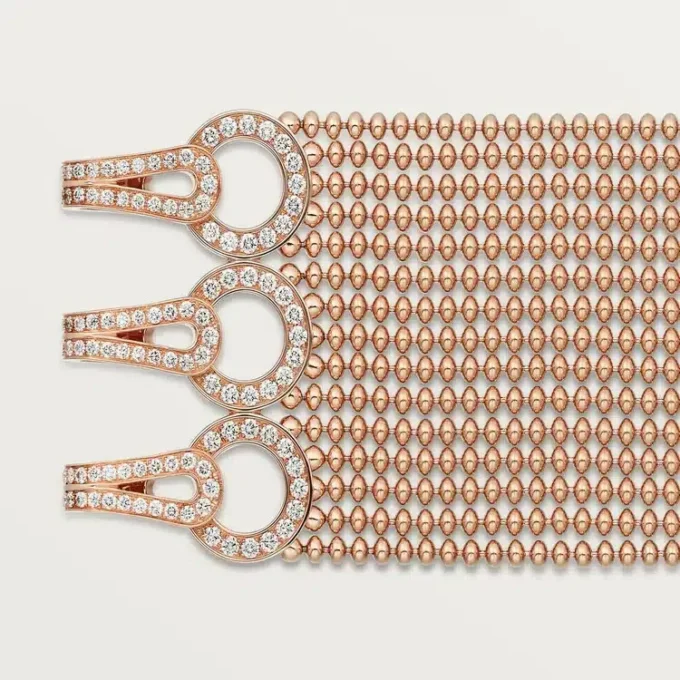 Agrafe-armbånd, mellemstor model, halvpavé Agrafe-armbånd, mellemstor model, halvpavé