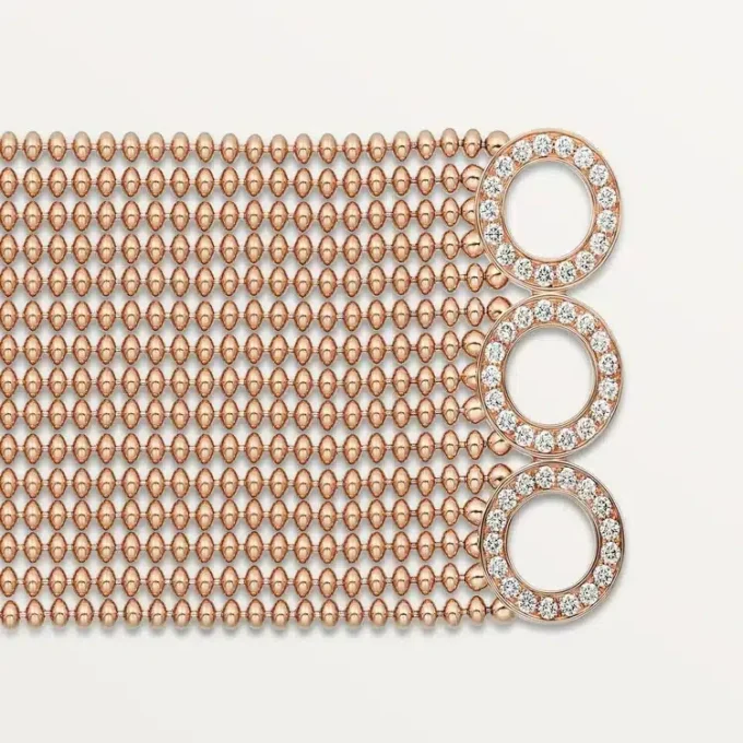 Agrafe-armbånd, mellemstor model, halvpavé Agrafe-armbånd, mellemstor model, halvpavé