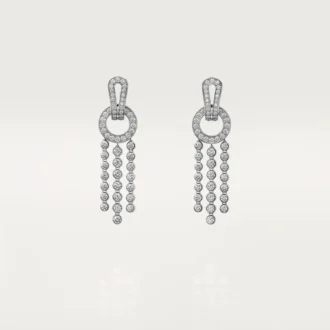 Agrafe-øreringe, brillantslebne diamanter, pavé