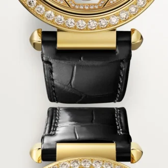 Andre Panthere smykkeure – 41 mm, mekanisk urværk med håndoptræk, 18 karat gult guld, diamanter, udskiftelige læderremme – Cartier