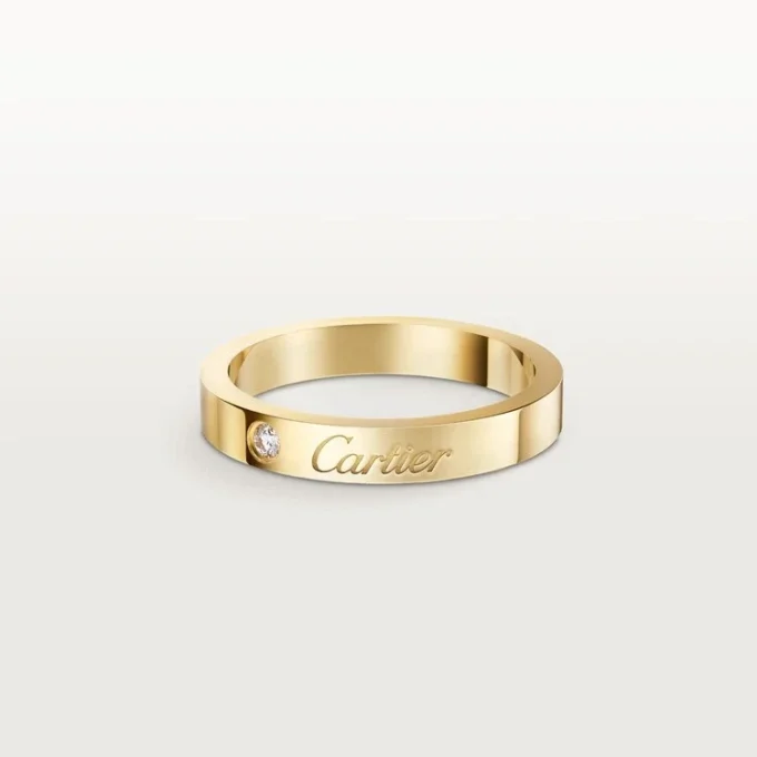 C De Cartier vielsesring, 3 mm bred, 1 diamant C De Cartier vielsesring, 3 mm bred, 1 diamant