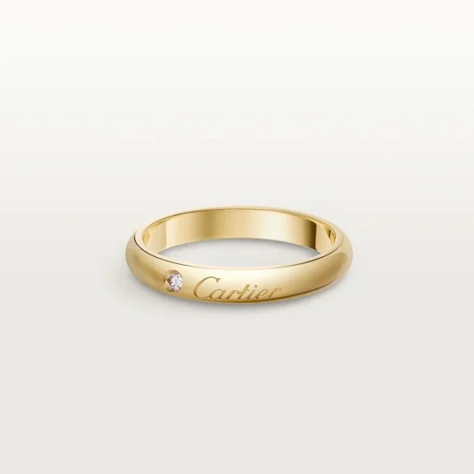 C De Cartier vielsesring, 3 mm bred, 1 diamant C De Cartier vielsesring, 3 mm bred, 1 diamant