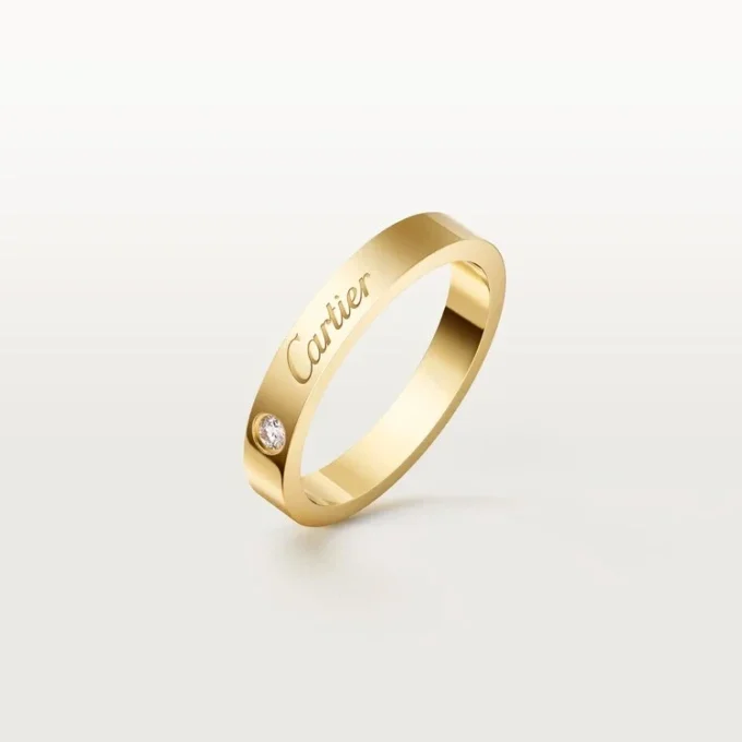 C De Cartier vielsesring, 3 mm bred, 1 diamant C De Cartier vielsesring, 3 mm bred, 1 diamant