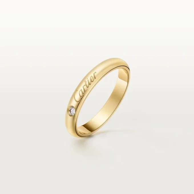 C De Cartier vielsesring, 3 mm bred, 1 diamant C De Cartier vielsesring, 3 mm bred, 1 diamant