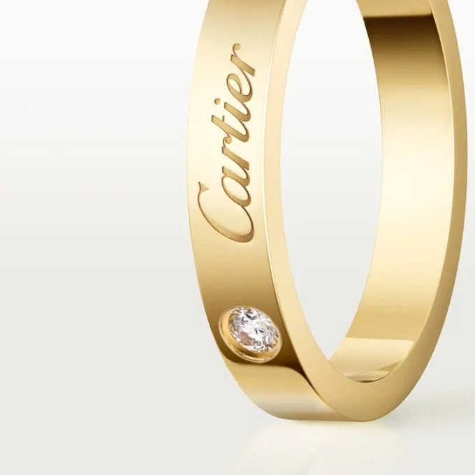C De Cartier vielsesring, 3 mm bred, 1 diamant C De Cartier vielsesring, 3 mm bred, 1 diamant