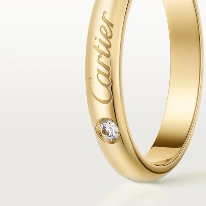 C De Cartier vielsesring, 3 mm bred, 1 diamant C De Cartier vielsesring, 3 mm bred, 1 diamant