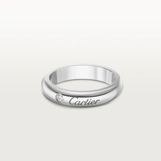 C De Cartier vielsesring, 4 mm bred, 1 diamant