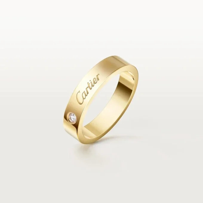C De Cartier vielsesring, 4 mm bred, 1 diamant