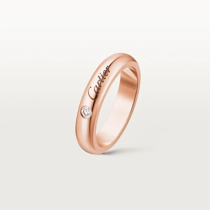 C De Cartier vielsesring, 4 mm bred, 1 diamant C De Cartier vielsesring, 4 mm bred, 1 diamant