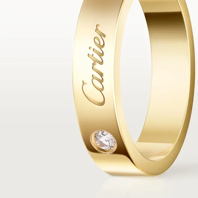 C De Cartier vielsesring, 4 mm bred, 1 diamant