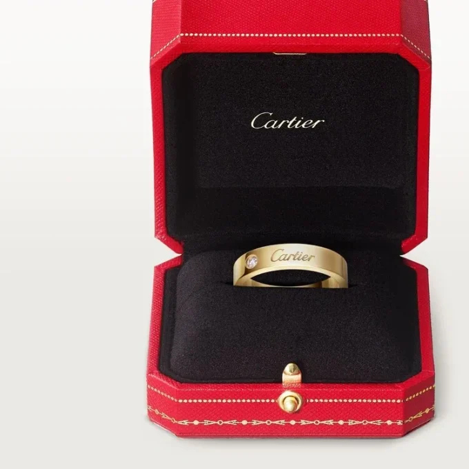 C De Cartier vielsesring, 4 mm bred, 1 diamant