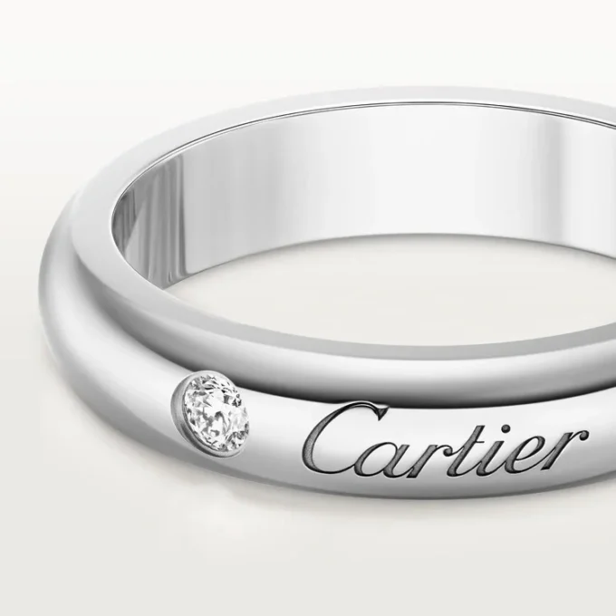 C De Cartier vielsesring, 4 mm bred, 1 diamant