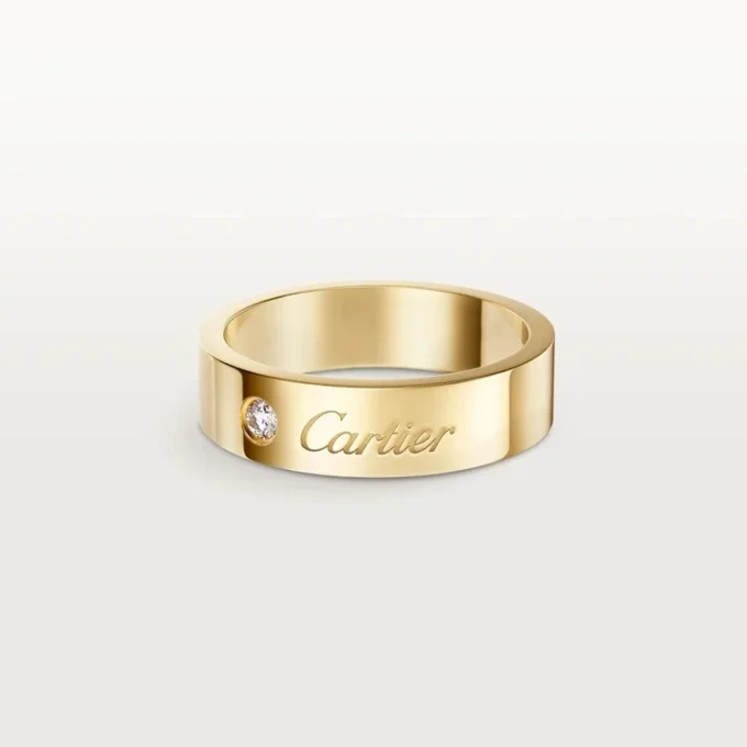 C De Cartier vielsesring, 5 mm bred, 1 diamant