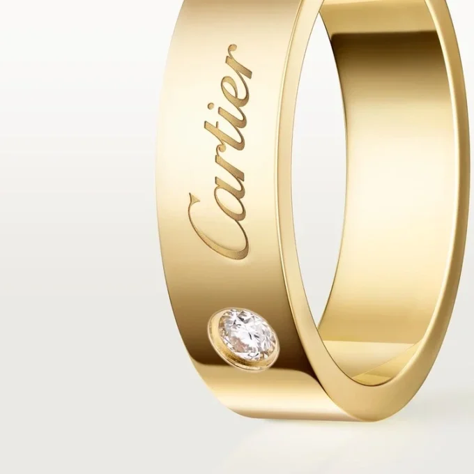 C De Cartier vielsesring, 5 mm bred, 1 diamant