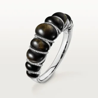 Cartier Libre Tressage-armbånd, obsidian, diamanter Cartier Libre Tressage-armbånd, obsidian, diamanter