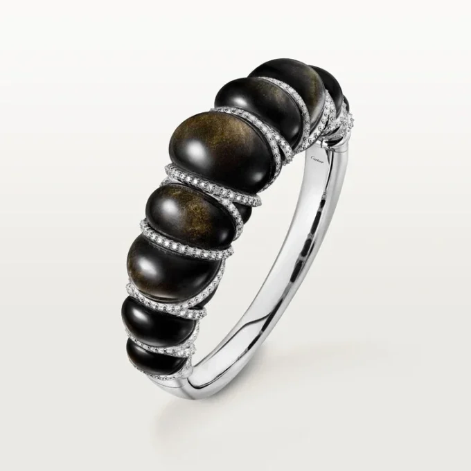 Cartier Libre Tressage-armbånd, obsidian, diamanter Cartier Libre Tressage-armbånd, obsidian, diamanter