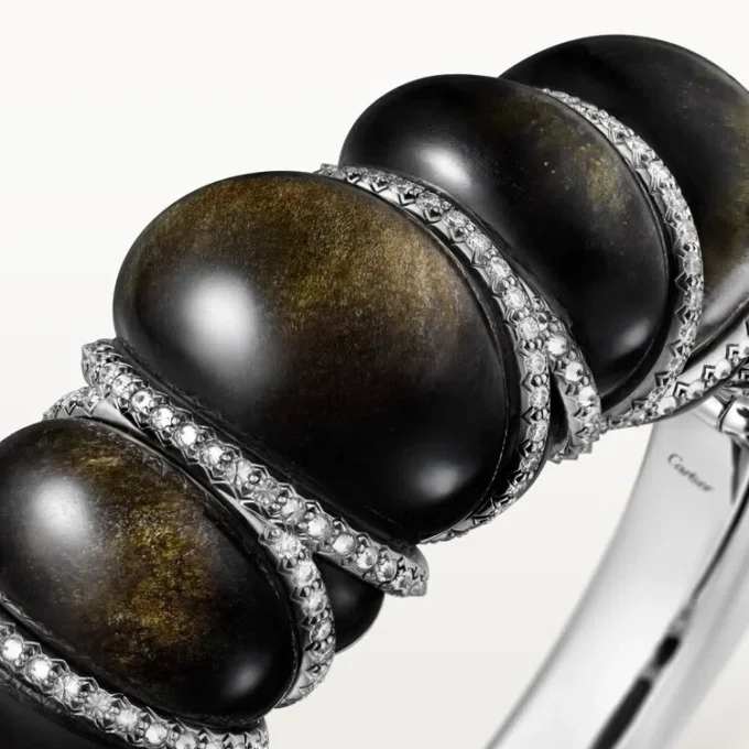 Cartier Libre Tressage-armbånd, obsidian, diamanter Cartier Libre Tressage-armbånd, obsidian, diamanter