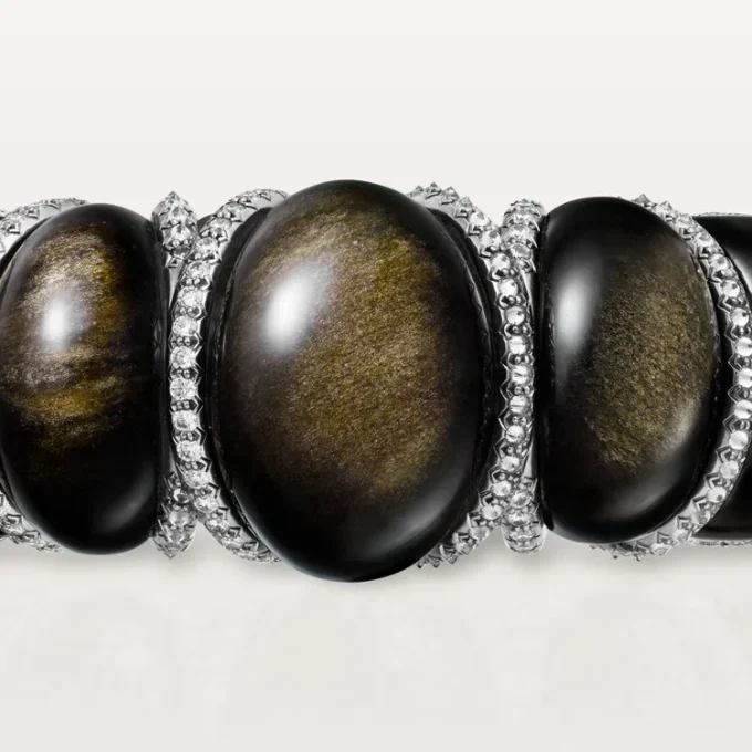 Cartier Libre Tressage-armbånd, obsidian, diamanter Cartier Libre Tressage-armbånd, obsidian, diamanter