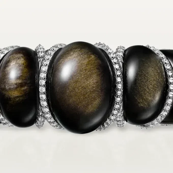 Cartier Libre Tressage-armbånd, obsidian, diamanter Cartier Libre Tressage-armbånd, obsidian, diamanter