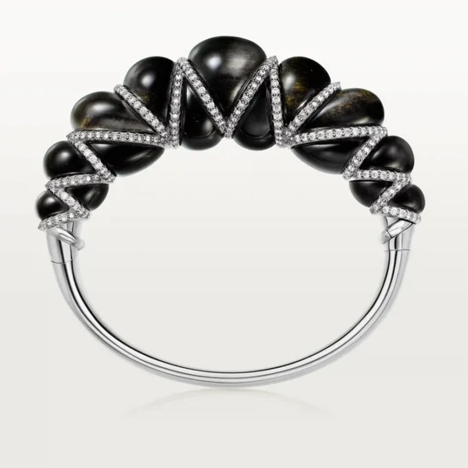 Cartier Libre Tressage-armbånd, obsidian, diamanter Cartier Libre Tressage-armbånd, obsidian, diamanter