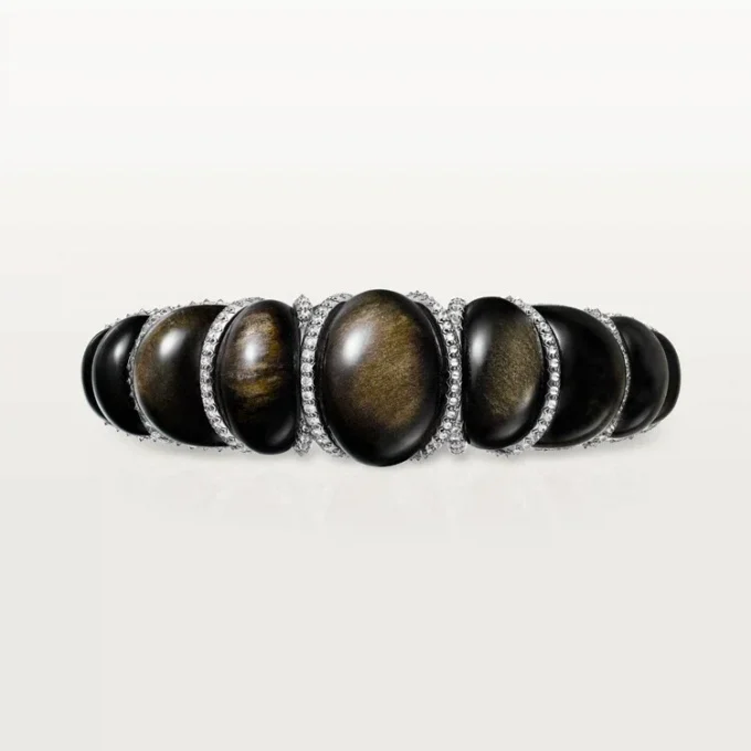 Cartier Libre Tressage-armbånd, obsidian, diamanter Cartier Libre Tressage-armbånd, obsidian, diamanter