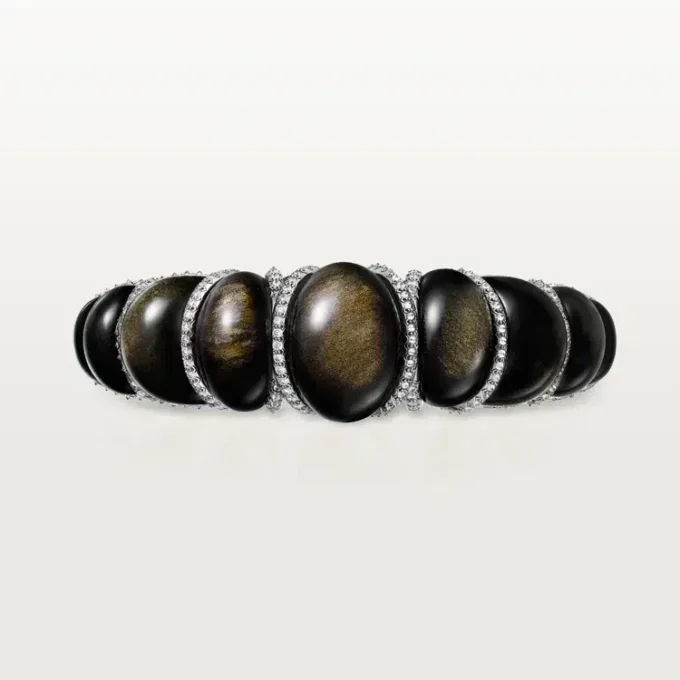 Cartier Libre Tressage-armbånd, obsidian, diamanter Cartier Libre Tressage-armbånd, obsidian, diamanter