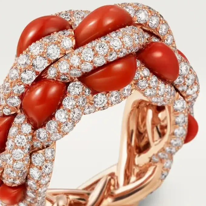 Cartier Libre Tressage-ring, koral Cartier Libre Tressage-ring, koral
