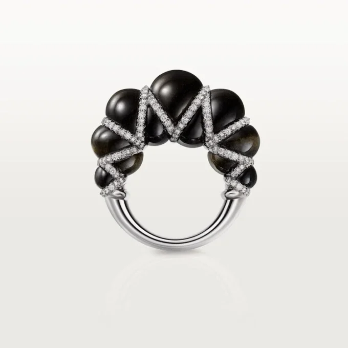 Cartier Libre Tressage-ring, obsidian, diamanter Cartier Libre Tressage-ring, obsidian, diamanter