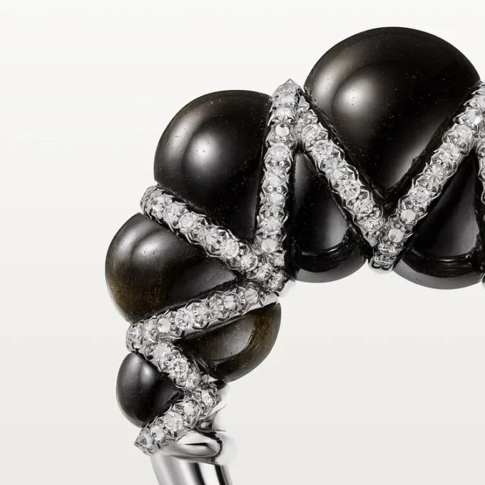 Cartier Libre Tressage-ring, obsidian, diamanter Cartier Libre Tressage-ring, obsidian, diamanter