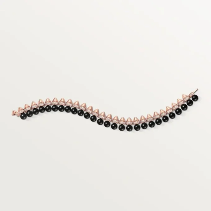 Clash De Cartier-armbånd, fleksibelt, onyx, ekstra stort model, diamanter Clash De Cartier-armbånd, fleksibelt, onyx, ekstra stort model, diamanter