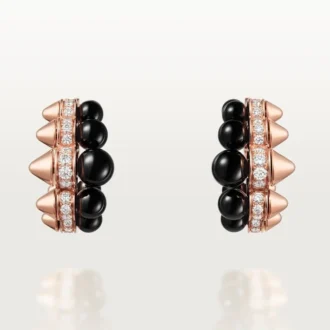 Clash De Cartier hoopøreringe, onyx, ekstra stor model, diamanter