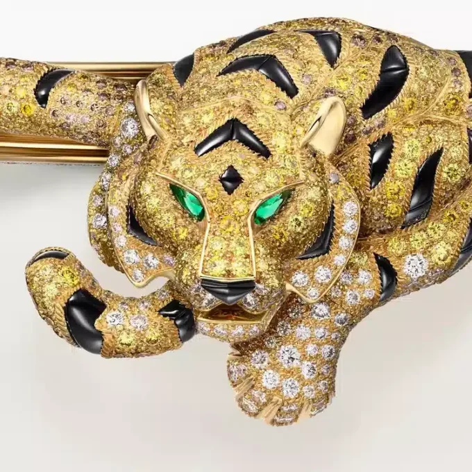 Faune Et Flore De Cartier armbånd, gule, orange og brune diamanter, pavé Faune Et Flore De Cartier armbånd, gule, orange og brune diamanter, pavé