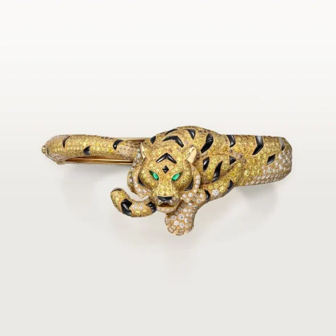 Faune Et Flore De Cartier armbånd, gule, orange og brune diamanter, pavé Faune Et Flore De Cartier armbånd, gule, orange og brune diamanter, pavé
