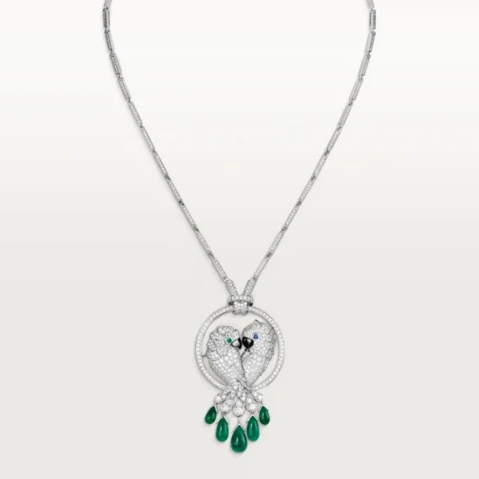 Faune Et Flore De Cartier halskæde, smaragddråber, pavé Faune Et Flore De Cartier halskæde, smaragddråber, pavé