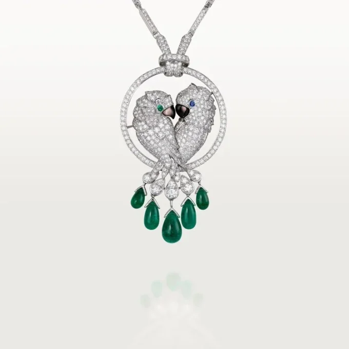 Faune Et Flore De Cartier halskæde, smaragddråber, pavé Faune Et Flore De Cartier halskæde, smaragddråber, pavé