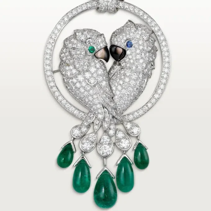 Faune Et Flore De Cartier halskæde, smaragddråber, pavé Faune Et Flore De Cartier halskæde, smaragddråber, pavé