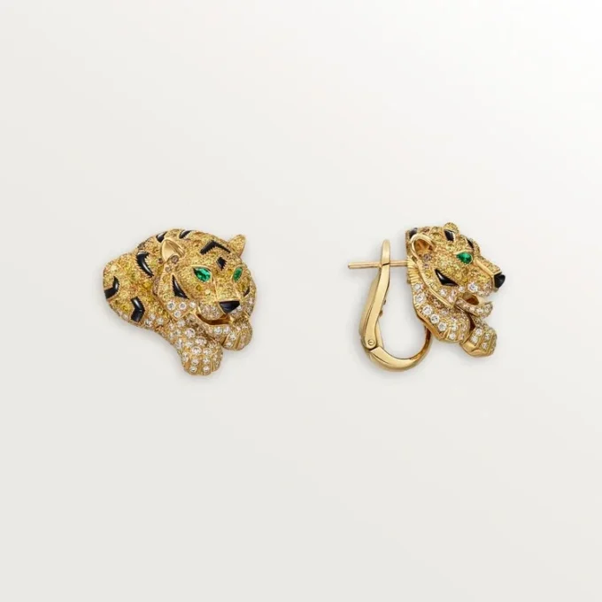 Faune Et Flore De Cartier øreringe, gule, orange og brune diamanter, pavé Faune Et Flore De Cartier øreringe, gule, orange og brune diamanter, pavé