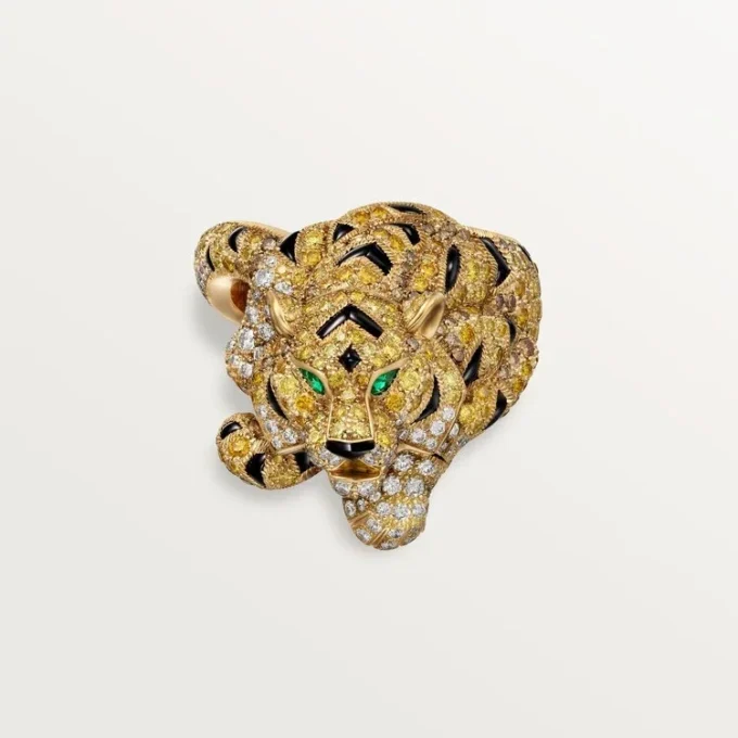 Faune Et Flore De Cartier-ring, gule, orange og brune diamanter, pavé Faune Et Flore De Cartier-ring, gule, orange og brune diamanter, pavé