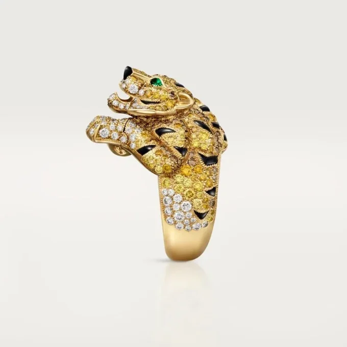 Faune Et Flore De Cartier-ring, gule, orange og brune diamanter, pavé Faune Et Flore De Cartier-ring, gule, orange og brune diamanter, pavé
