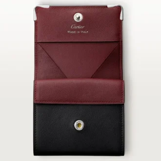 Firkantet pung, Must De Cartier – sort kalveskind, rustfrit stålfinish – Cartier