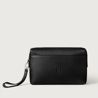 Firkantet taske, Must de Cartier – sort kalveskind, palladiumfinish – Cartier