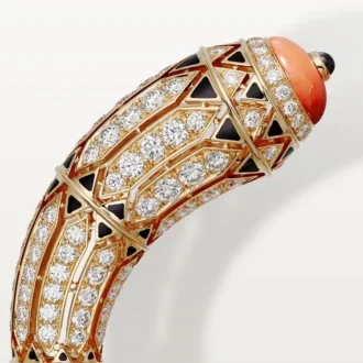High Jewelry-armbånd – Rosaguld, koral, onyx, sort lak, diamanter – Cartier