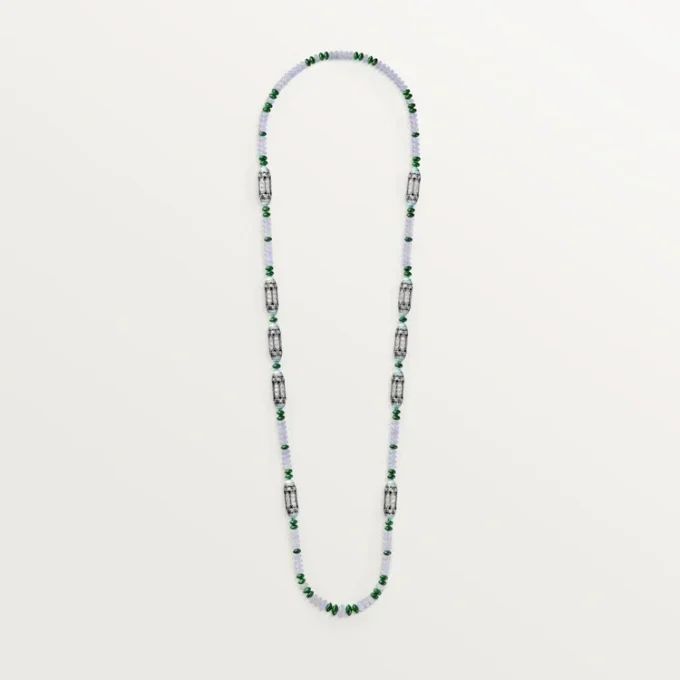 High Jewelry halskæde – hvidguld, chalcedon, skarn, turkis, sort lak, diamanter – Cartier High Jewelry halskæde – hvidguld, chalcedon, skarn, turkis, sort lak, diamanter – Cartier