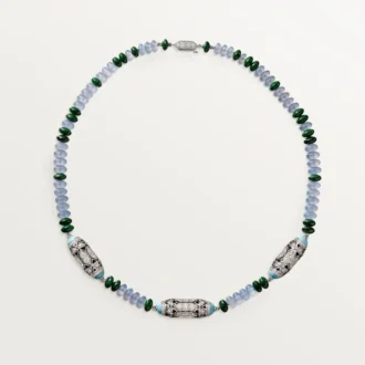 High Jewelry halskæde – hvidguld, chalcedon, skarn, turkis, sort lak, diamanter – Cartier High Jewelry halskæde – hvidguld, chalcedon, skarn, turkis, sort lak, diamanter – Cartier