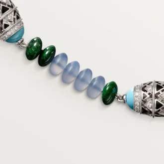 High Jewelry halskæde – hvidguld, chalcedon, skarn, turkis, sort lak, diamanter – Cartier High Jewelry halskæde – hvidguld, chalcedon, skarn, turkis, sort lak, diamanter – Cartier