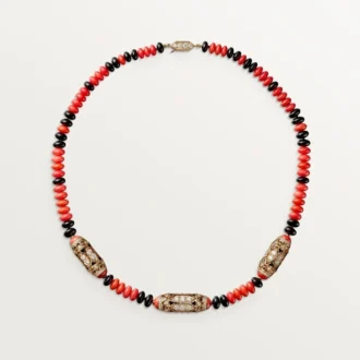 High Jewelry halskæde – Rosaguld, koral, onyx, sort lak, diamanter – Cartier High Jewelry halskæde – Rosaguld, koral, onyx, sort lak, diamanter – Cartier