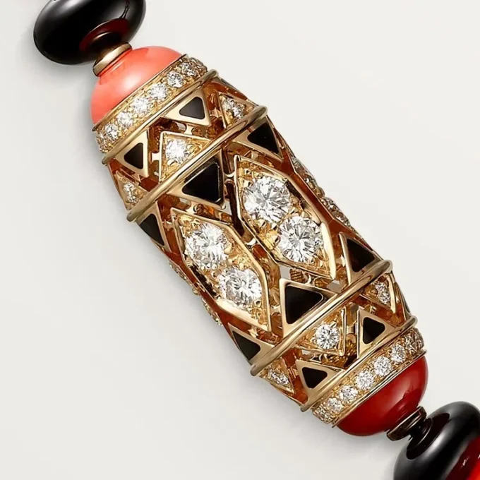 High Jewelry halskæde – Rosaguld, koral, onyx, sort lak, diamanter – Cartier High Jewelry halskæde – Rosaguld, koral, onyx, sort lak, diamanter – Cartier