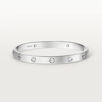 Love-armbånd, klassisk model, børstet, 4 diamanter