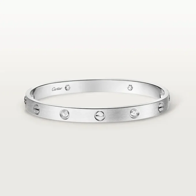 Love-armbånd, klassisk model, børstet, 4 diamanter Love-armbånd, klassisk model, børstet, 4 diamanter