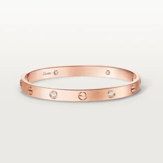 Love-armbånd, klassisk model, børstet, 4 diamanter
